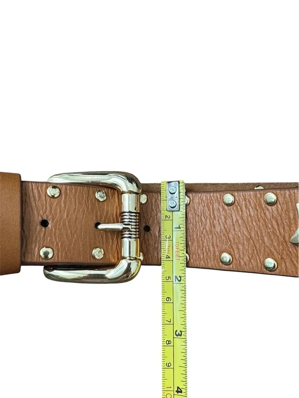 B LOW brown leather western belt with star design